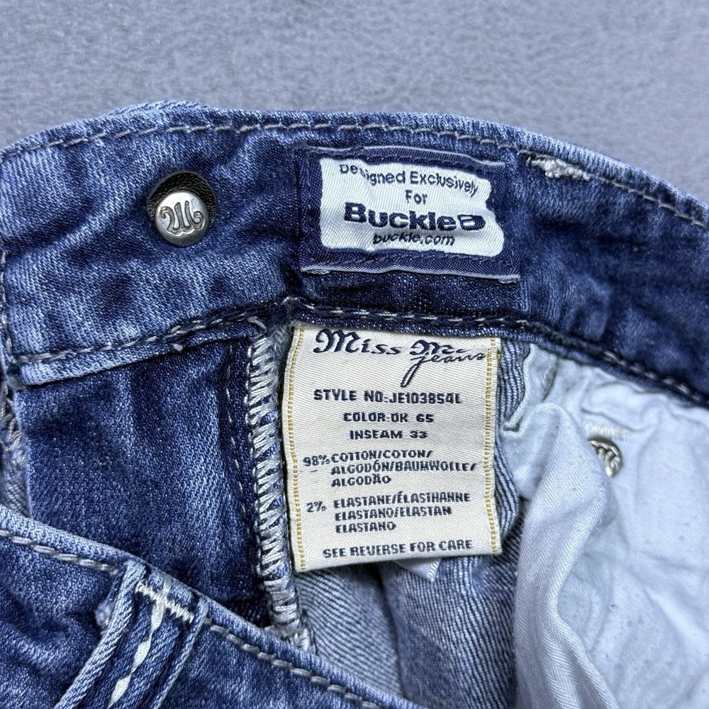 Miss Me Jeans Womens 26x32 Skinny Lowrise Logo Pockets Studded Y2K Boho USA - Picture 3 of 9